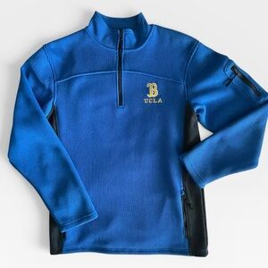 UCLA BRUINS Shirt Mens Medium Royal Blue Quarter Zip Waffle Knit Long Sleeve